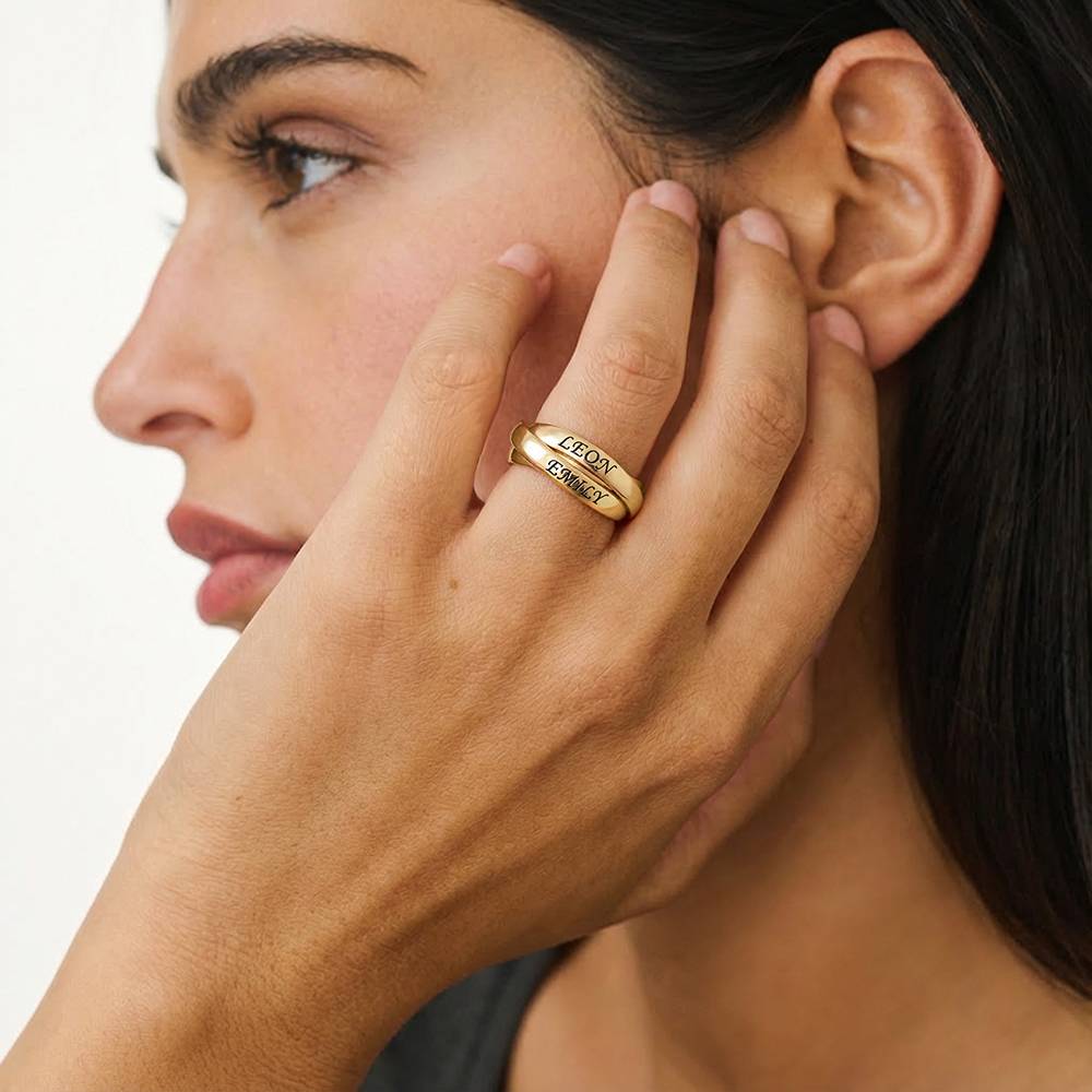 Anillo Ruso Charlize con 3 Anillos en Baño de Oro-3 foto de producto