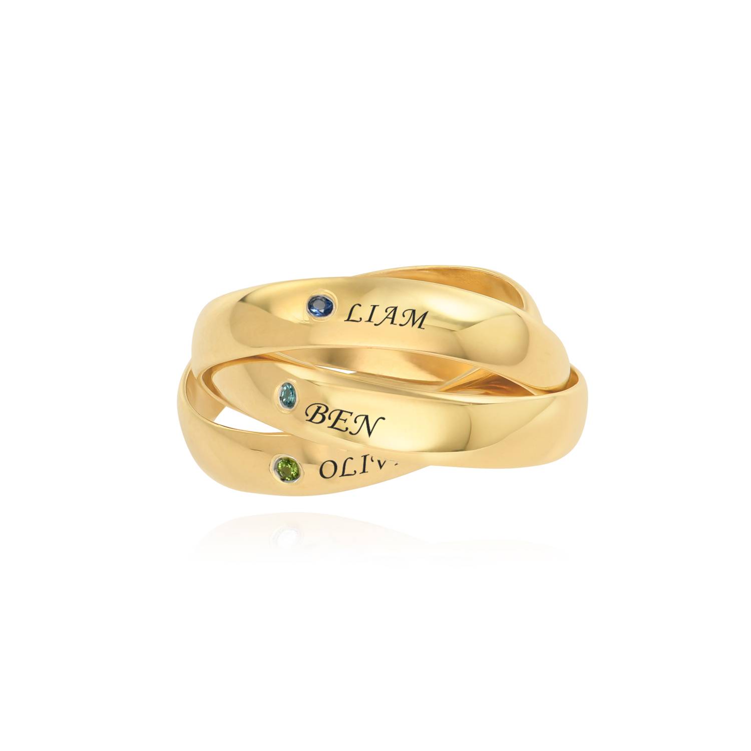 Anillo Ruso Charlize con 3 Anillos con Piedras de Nacimiento en Baño de Oro-2 foto de producto