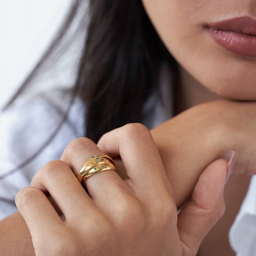 Anillo Ruso Charlize con 3 Anillos con Piedras de Nacimiento en Baño de Oro-3 foto de producto