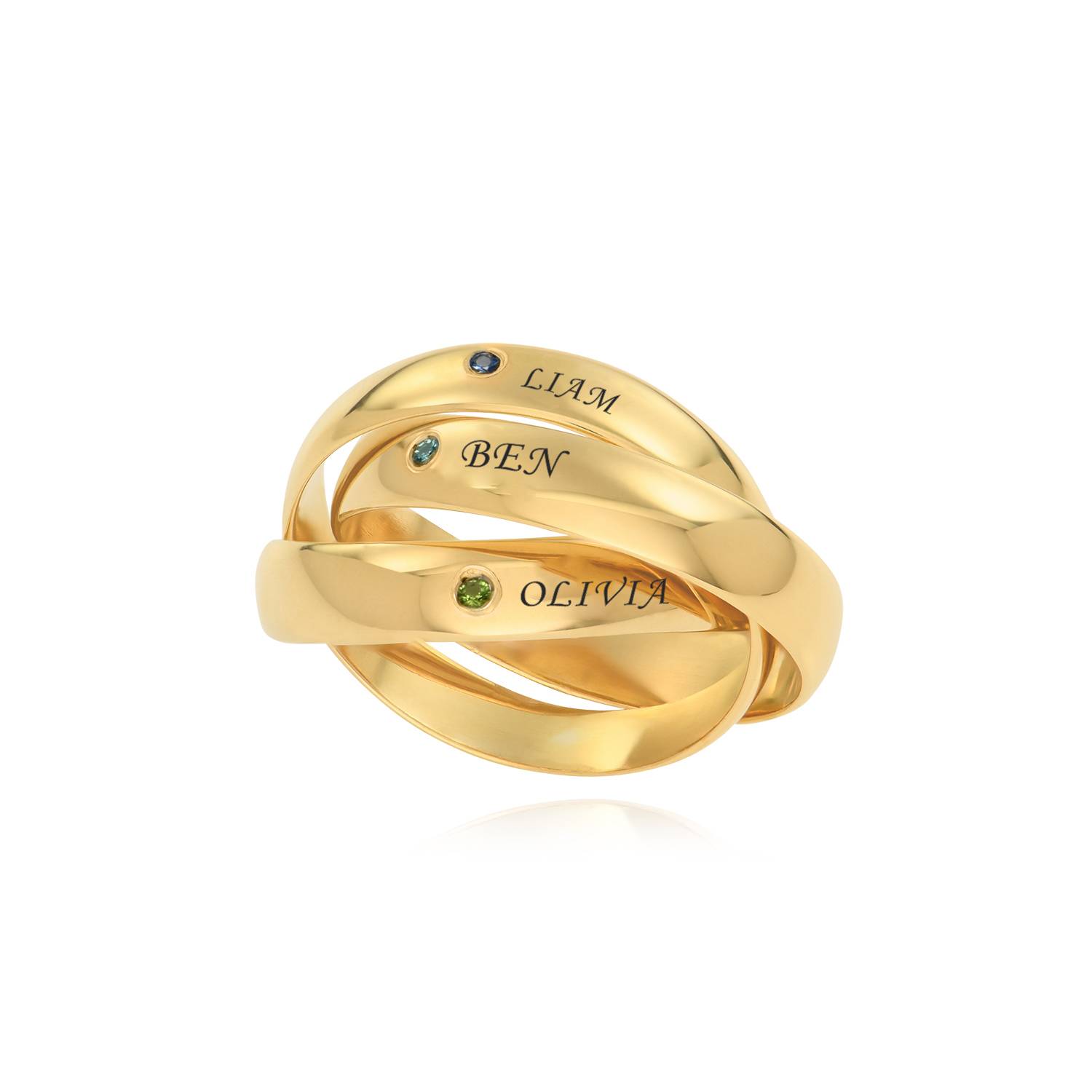 Anillo Ruso Charlize con 3 Anillos con Piedras de Nacimiento en Vermeil de Oro-4 foto de producto