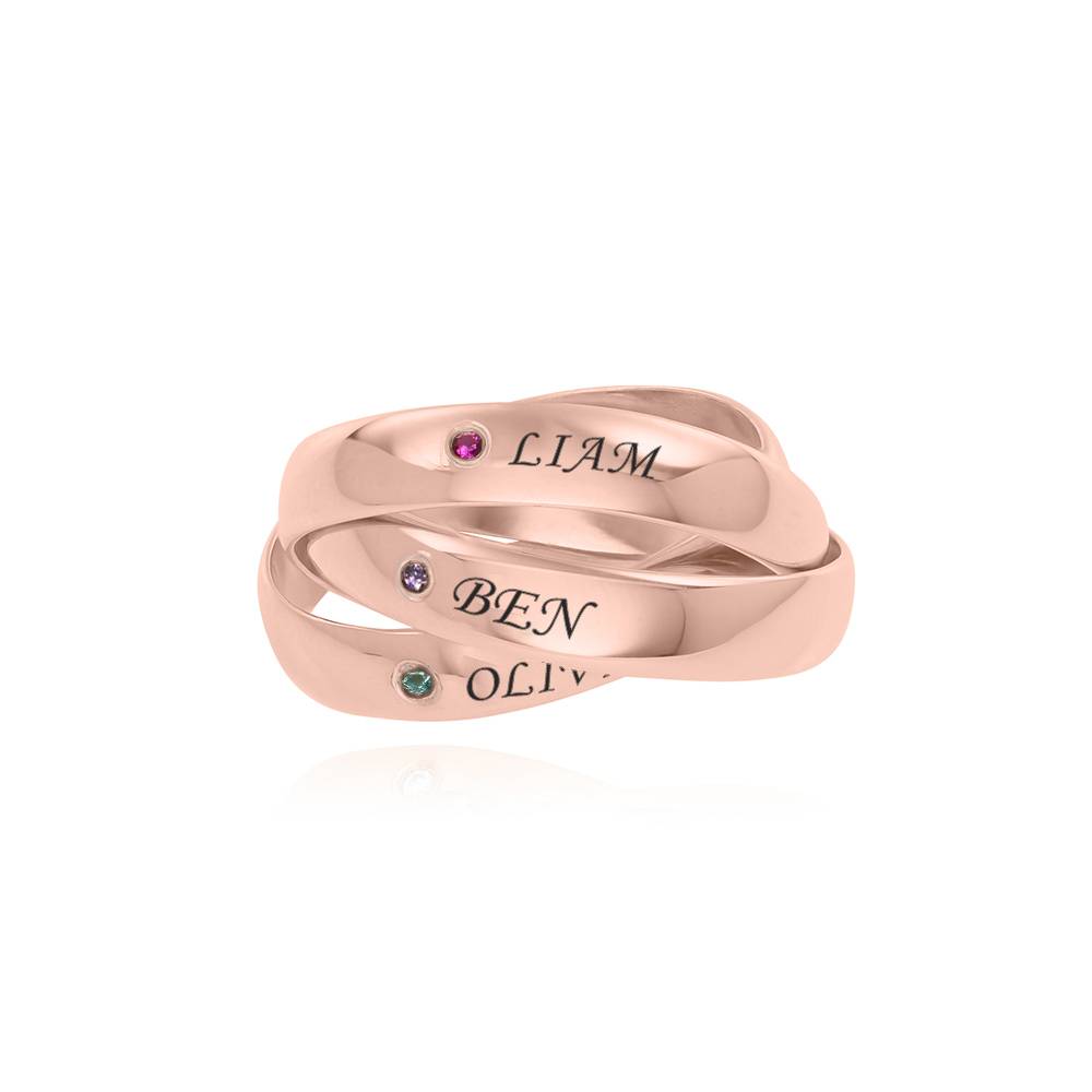 Anillo Ruso Charlize con 3 Anillos con Piedras de Nacimiento en Baño de Oro Rosa-1 foto de producto