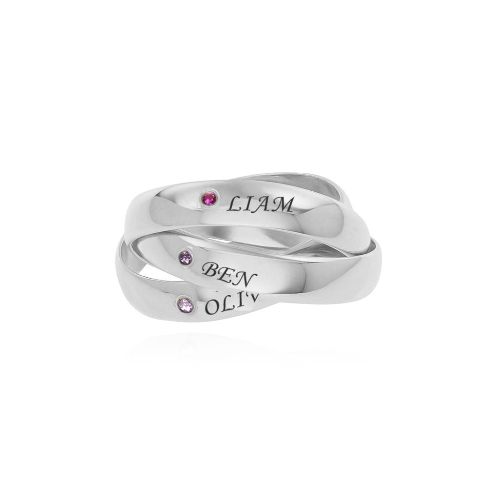 Anillo Ruso Charlize con 3 Anillos con Piedras de Nacimiento en Plata-1 foto de producto
