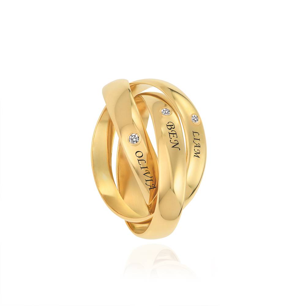 Anillo Ruso Charlize con 3 Anillos con Diamantes en Baño de Oro-5 foto de producto