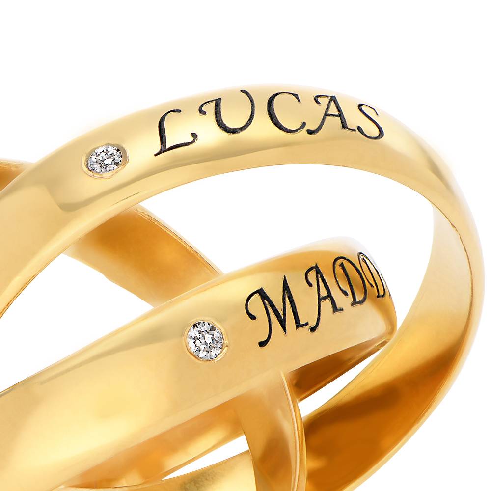 Anillo Ruso Charlize con 3 Anillos con Diamantes en Vermeil de Oro-4 foto de producto