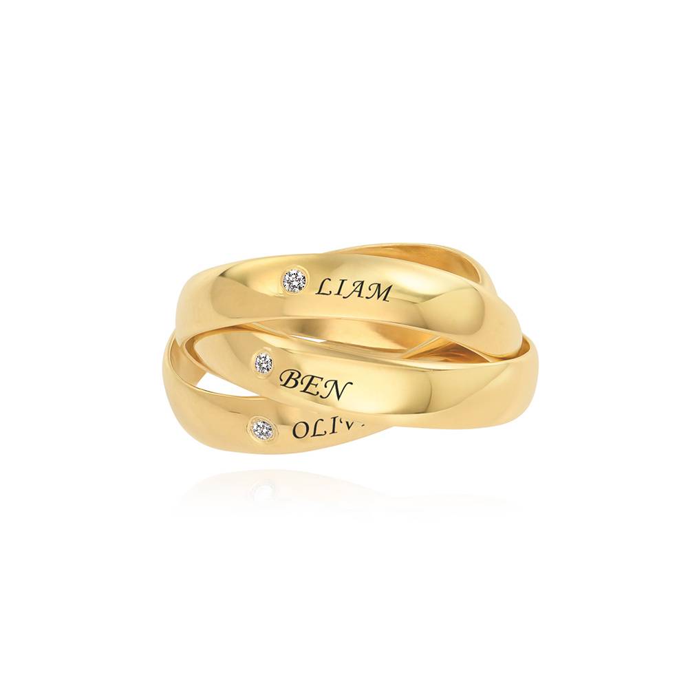 Anillo Ruso Charlize con 3 Anillos con Diamantes en Vermeil de Oro-3 foto de producto