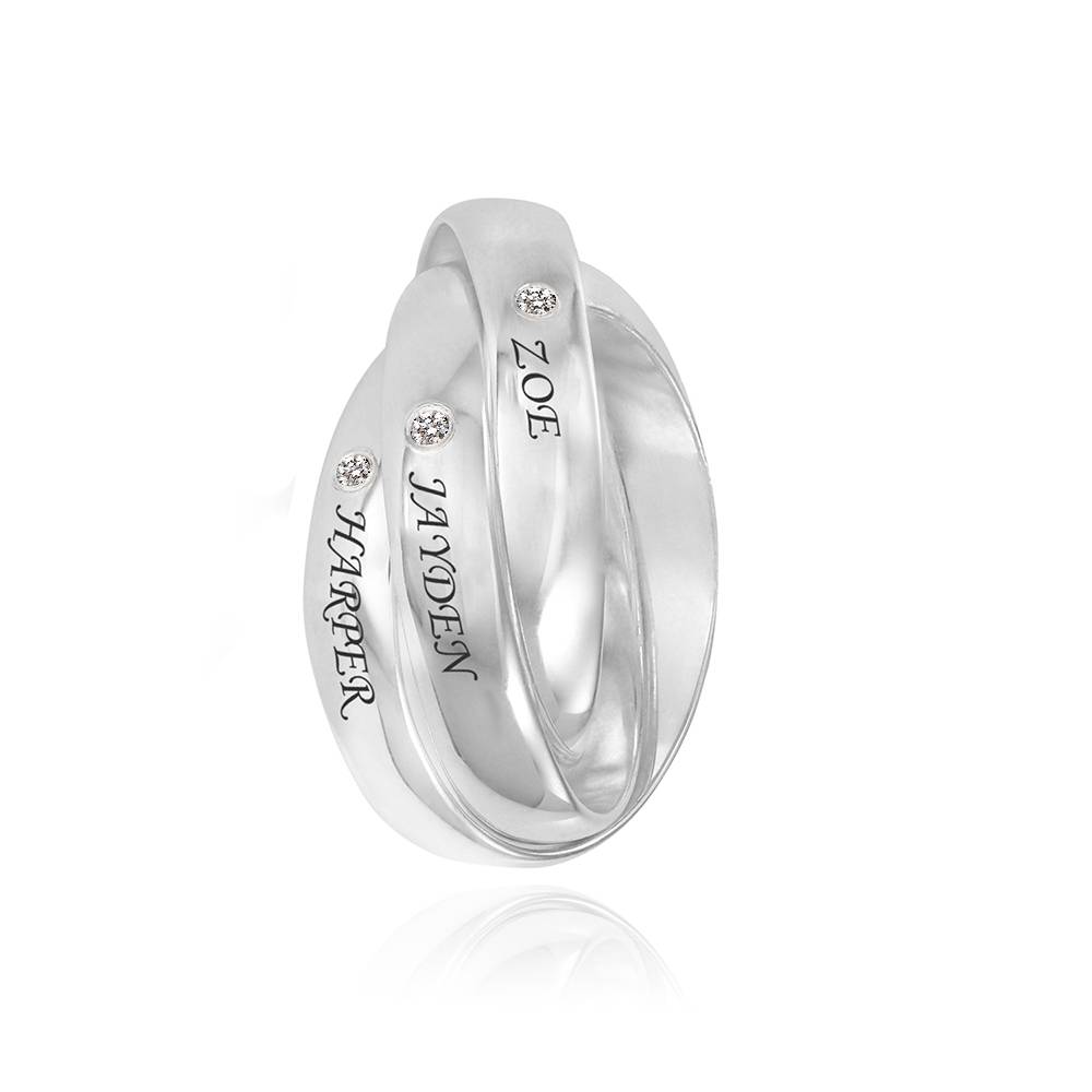 Anillo Ruso Charlize con 3 Anillos con Diamantes en Plata Esterlina-5 foto de producto