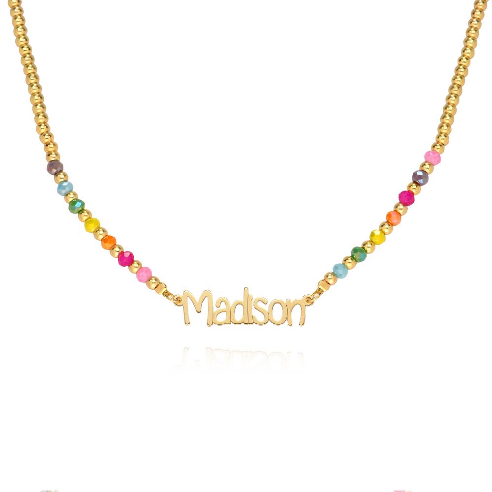 Collar con Nombre Chicago con Cuentas de Arcoíris en Latón Chapado en Oro de-2 foto de producto
