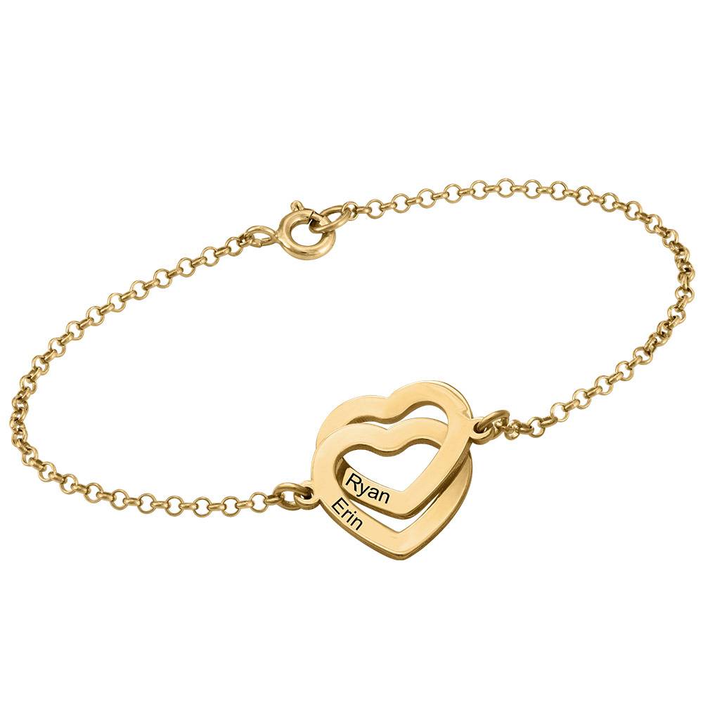 Pulsera Corazones Entrelazados Estilo Claire en Oro Sólido 14K-3 foto de producto