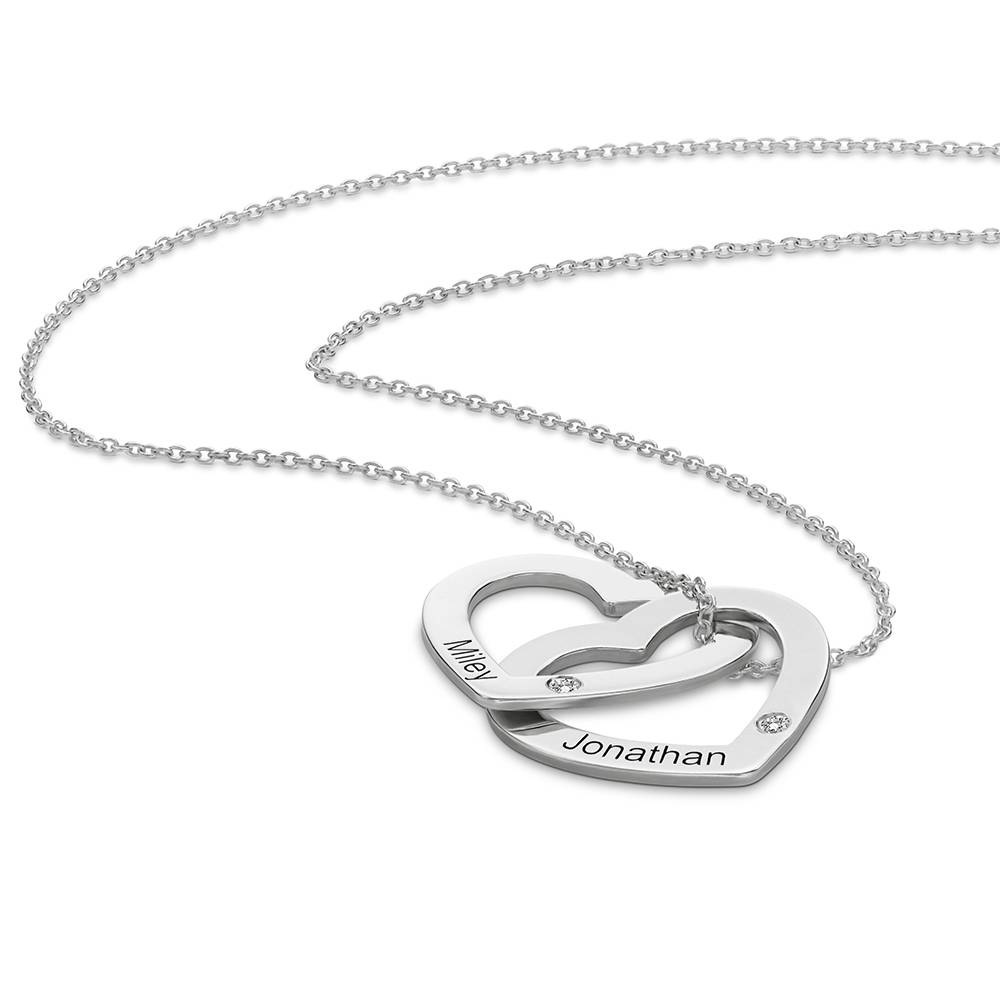 Collar Corazones Entrelazados Estilo Claire con Diamantes en Oro Blanco de 14K-5 foto de producto