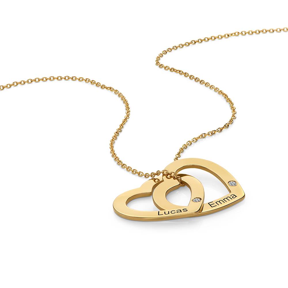Collar Corazones Entrelazados Estilo Claire con Diamantes en Oro Sólido 14K-5 foto de producto