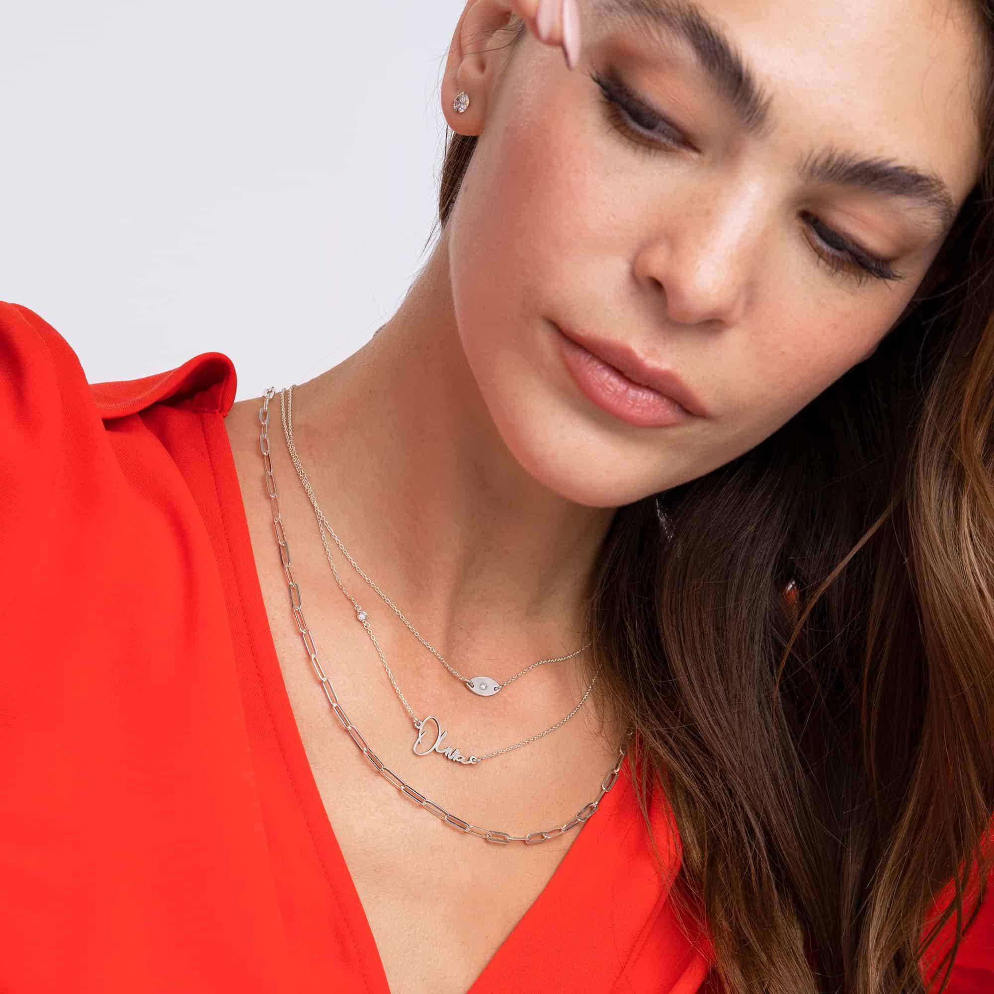 Collar con Nombre Paris Personalizado con Diamante en Plata Esterlina-4 foto de producto