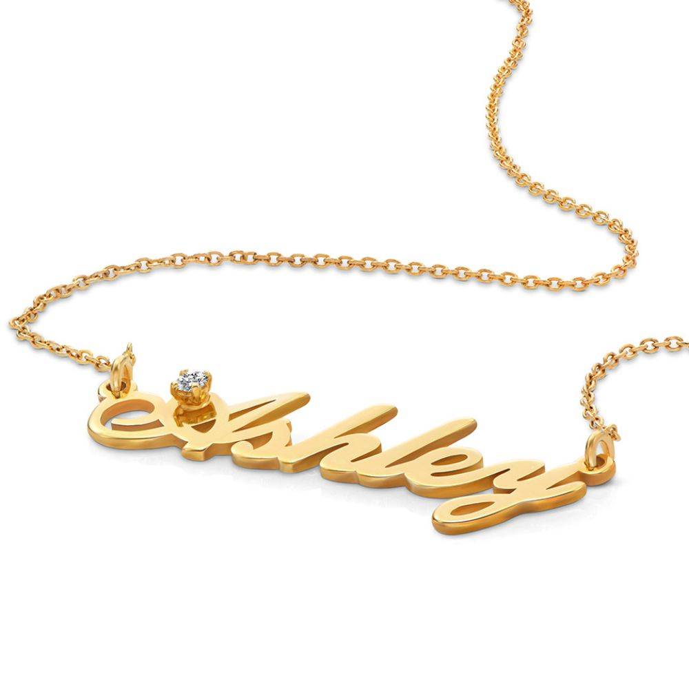 Collar con Nombre Cocktail Clásico con Diamante en Baño de Oro-5 Collar con Nombre Cocktail Clásico con Diamante en Baño de Oro-5 foto de producto