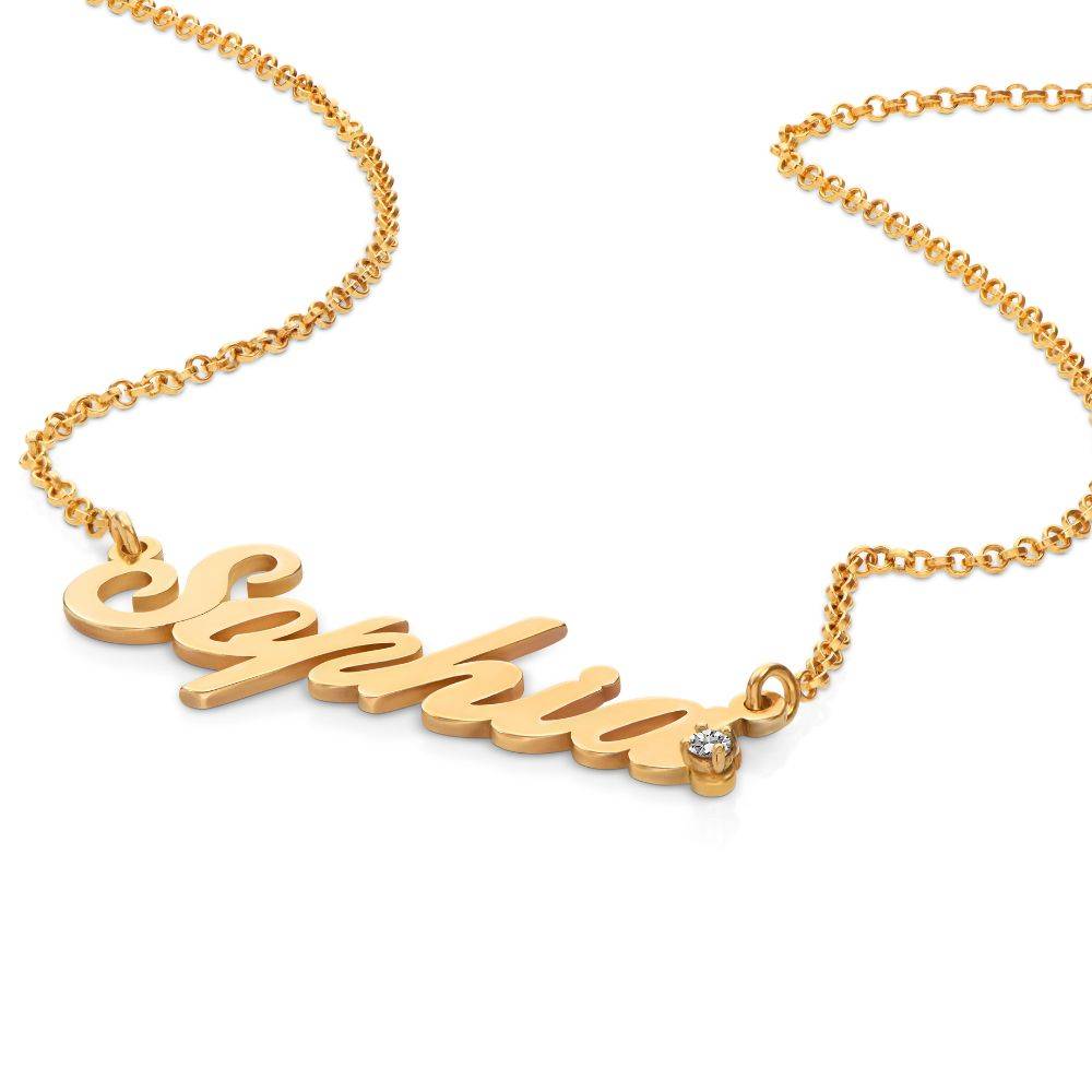 Collar con Nombre Cocktail Clásico con Diamante en Vermeil de Oro-5 foto de producto