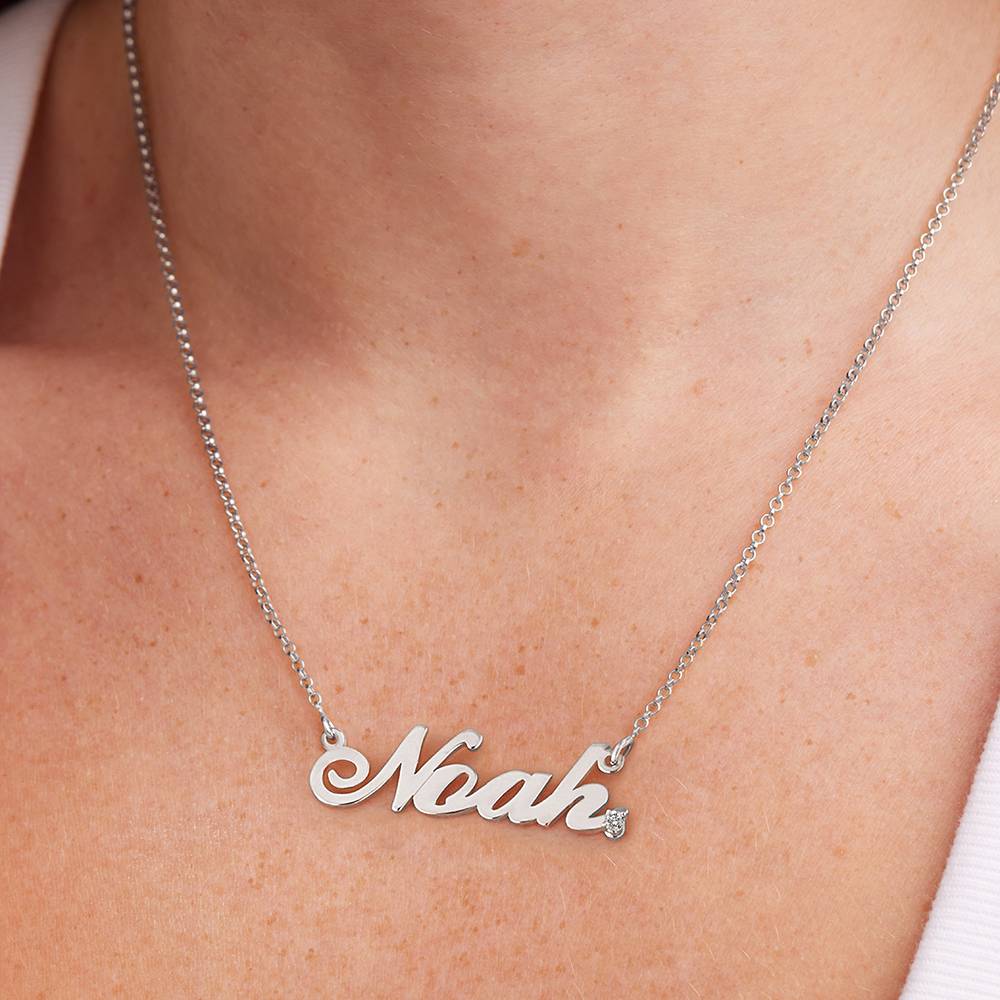 Collar con Nombre Cocktail Clásico con Diamante en Plata-4 foto de producto