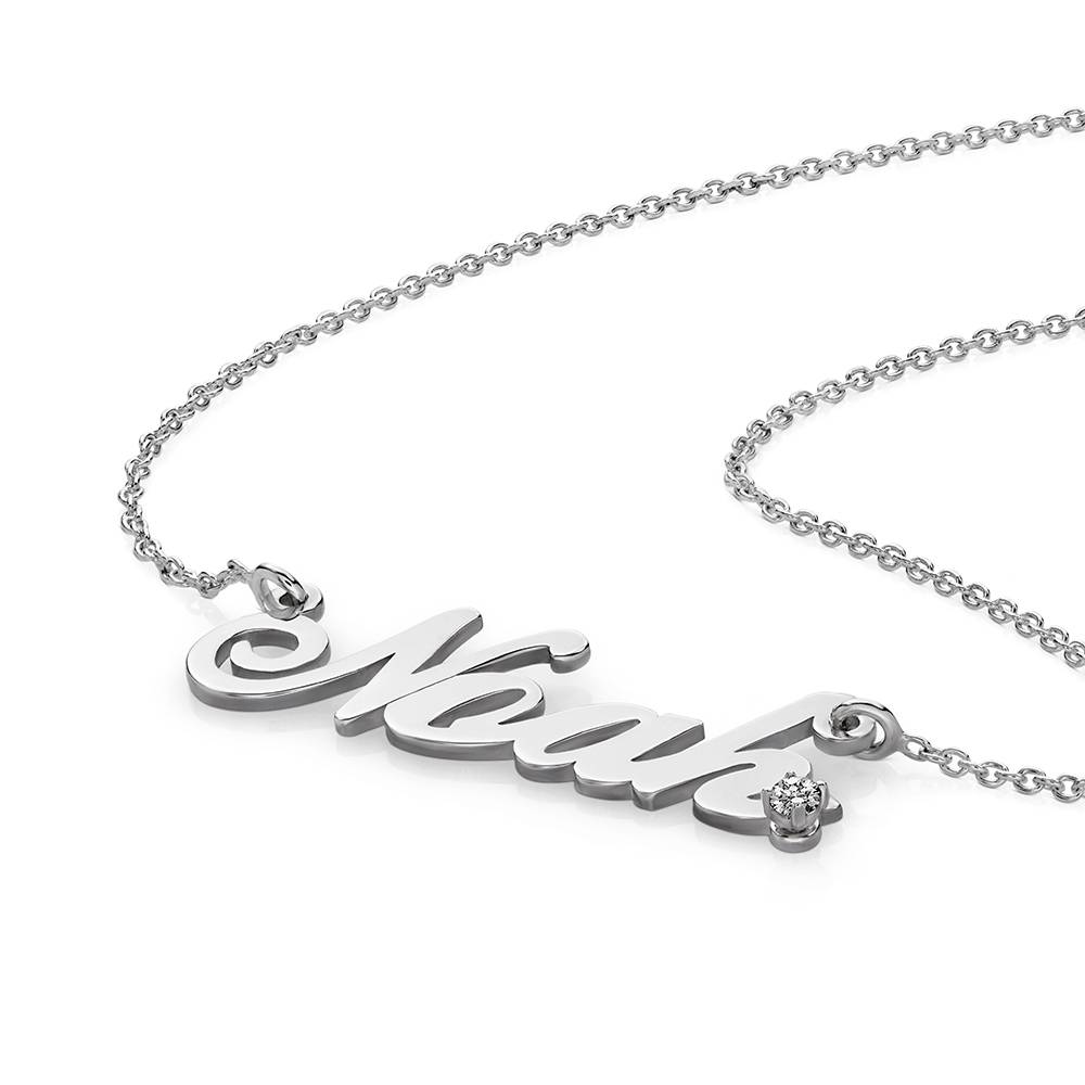Collar con Nombre Cocktail Clásico con Diamante en Plata-5 foto de producto