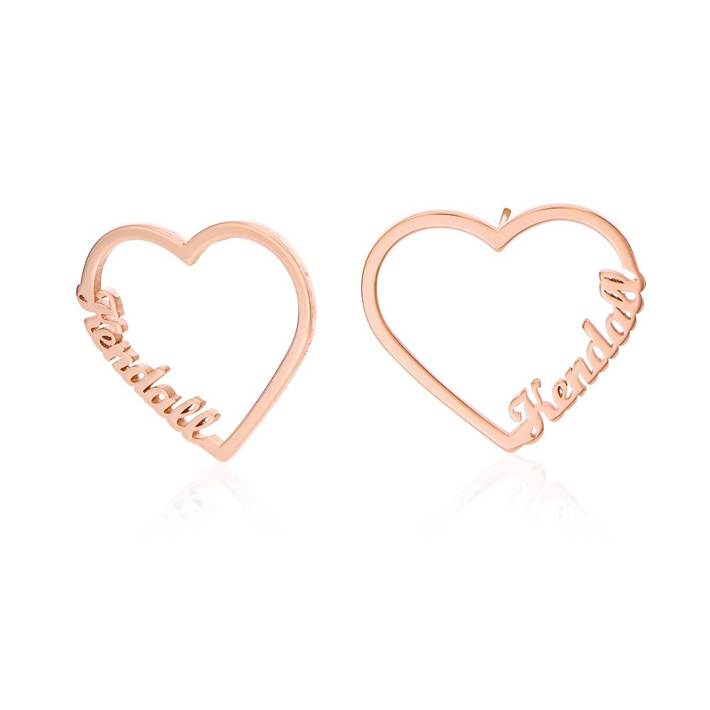 Pendientes de Contorno de Corazón con Dos Nombres en Chapa de Oro Rosa-1 Pendientes de Contorno de Corazón con Dos Nombres en Chapa de Oro Rosa-1 foto de producto