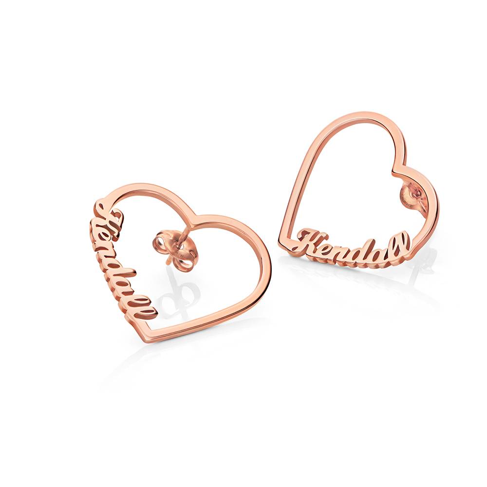 Pendientes de Contorno de Corazón con Dos Nombres en Chapa de Oro Rosa-4 Pendientes de Contorno de Corazón con Dos Nombres en Chapa de Oro Rosa-4 foto de producto