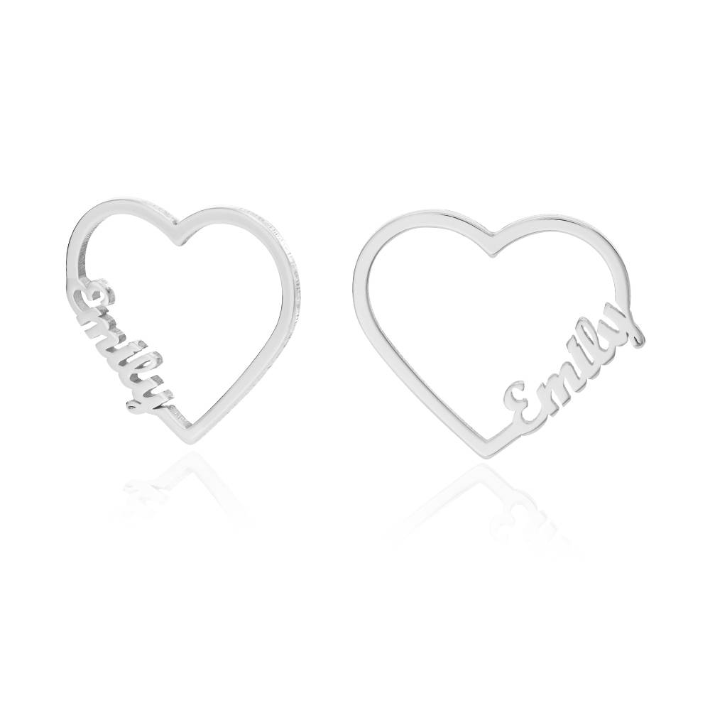 Pendientes de Contorno de Corazón con Dos Nombres en Plata Esterlina-1 Pendientes de Contorno de Corazón con Dos Nombres en Plata Esterlina-1 foto de producto