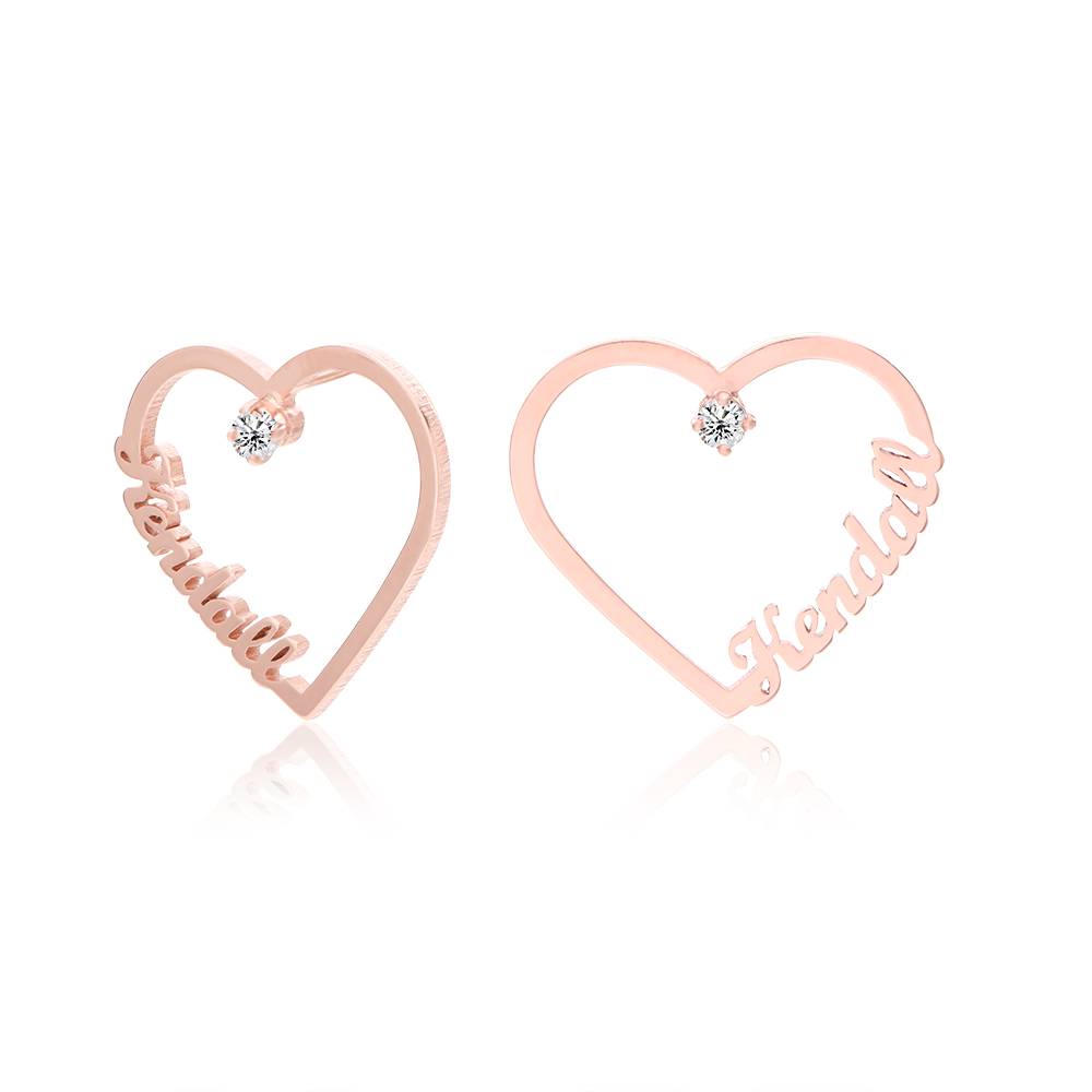 Pendientes de Contorno de Corazón con Dos Nombres con 0.05ct Diamantes en Chapa de Oro Rosa-1 Pendientes de Contorno de Corazón con Dos Nombres con 0.05ct Diamantes en Chapa de Oro Rosa-1 foto de producto