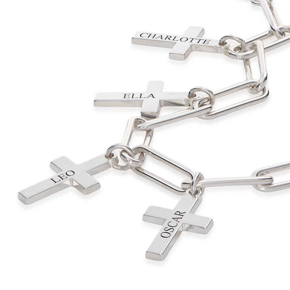 Pulsera de Cadena con Cruz y Dijes Personalizados en Plata Esterlina-5 foto de producto