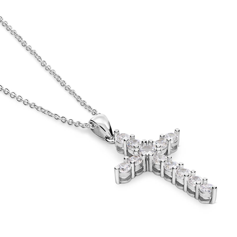 Collar con Colgante de Cruz con Circonia en Plata Esterlina-1 Collar con Colgante de Cruz con Circonia en Plata Esterlina-1 foto de producto