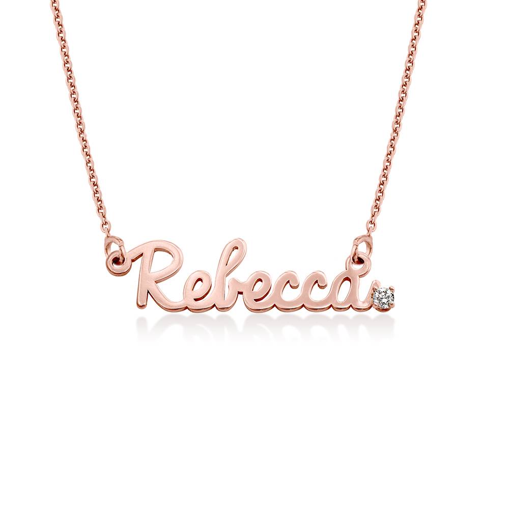 Collar con Nombre Cursivo con Diamante en Chapado de Oro Rosa-4 foto de producto