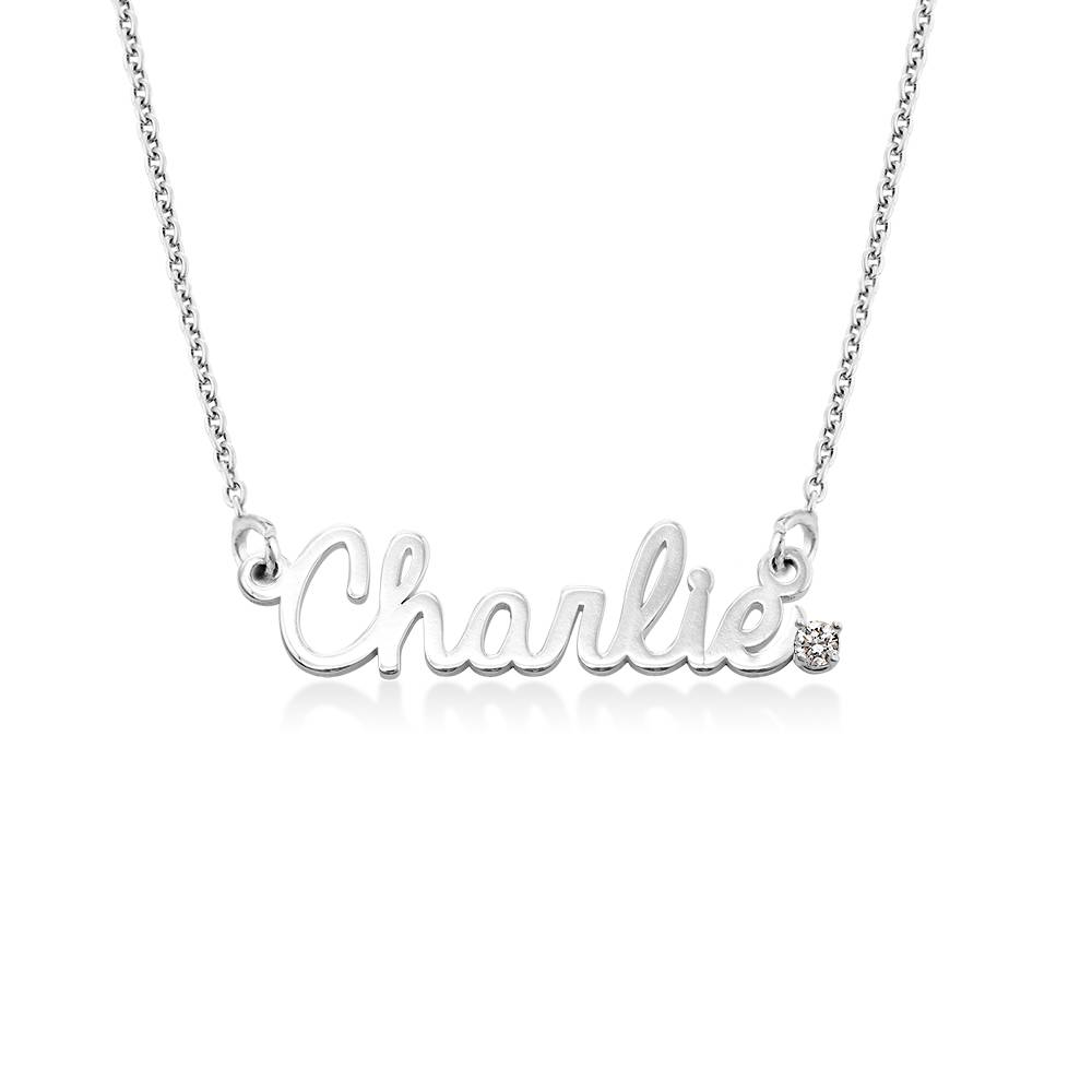 Collar con Nombre Cursivo con Diamante en Plata-2 Collar con Nombre Cursivo con Diamante en Plata-2 foto de producto