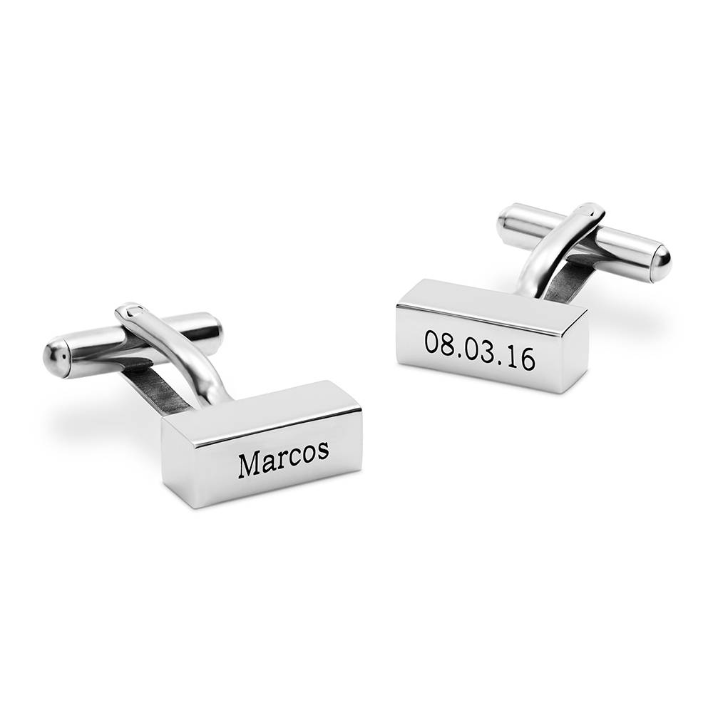 Mancuernillas de Barra Personalizadas en Acero Inoxidable-1 foto de producto