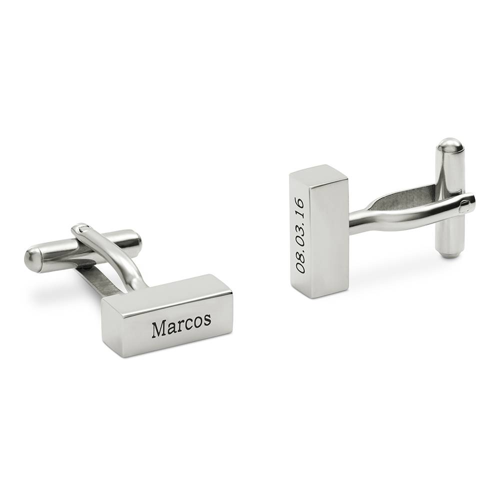 Mancuernillas de Barra Personalizadas en Acero Inoxidable-2 foto de producto