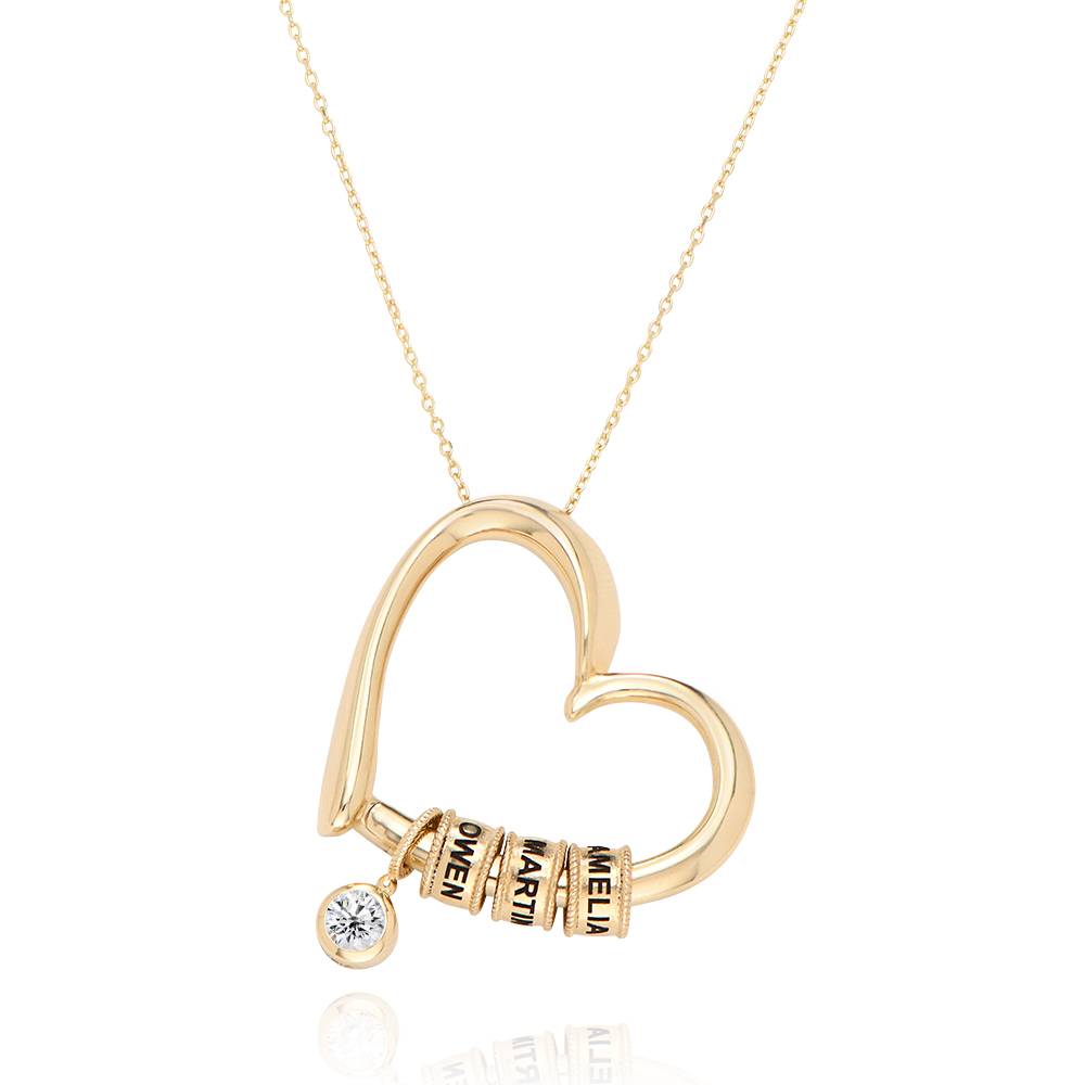 Cuentas Grabadas para Collar Corazón Encantador en Oro Sólido 10K-1 foto de producto
