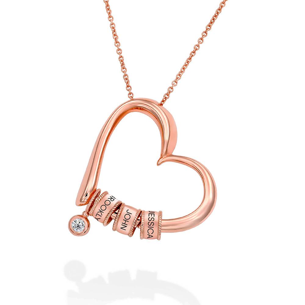Cuentas Grabadas para Collar Corazón Encantador en Chapa de Oro Rosa-2 foto de producto