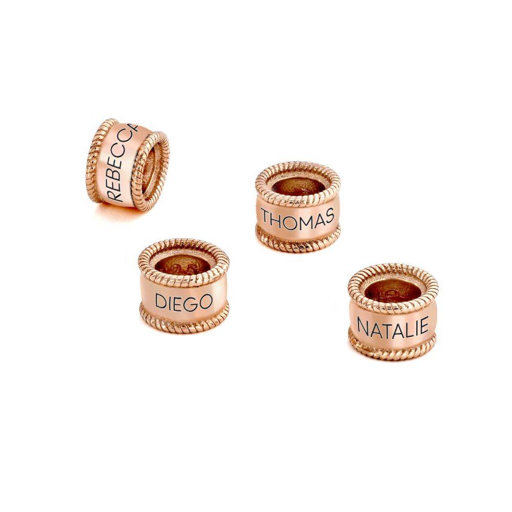 Cuentas Grabadas para Collar Corazón Encantador en Vermeil de Oro Rosa-1 foto de producto