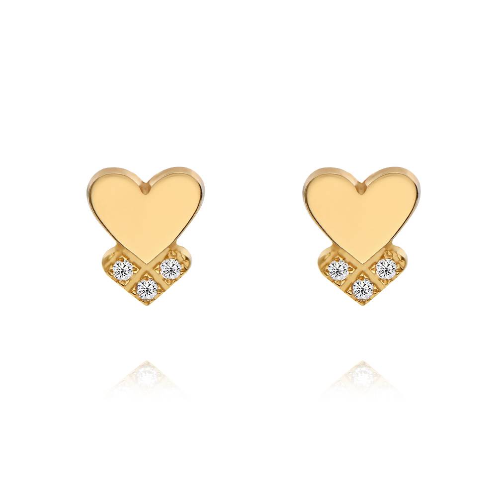 Pendientes de Corazón Dakota con Diamantes en Vermeil de Oro-4 foto de producto