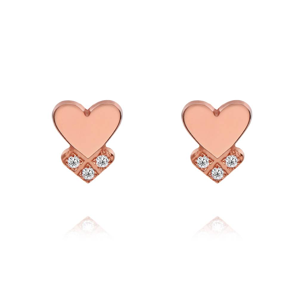 Pendientes de Corazón Dakota con Diamantes en Chapa de Oro Rosa-4 Pendientes de Corazón Dakota con Diamantes en Chapa de Oro Rosa-4 foto de producto