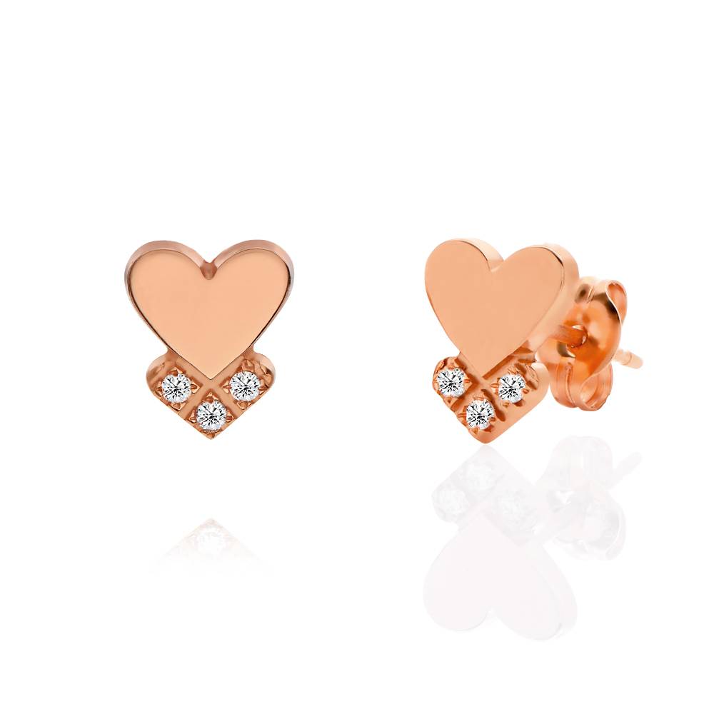Pendientes de Corazón Dakota con Diamantes en Chapa de Oro Rosa-1 Pendientes de Corazón Dakota con Diamantes en Chapa de Oro Rosa-1 foto de producto