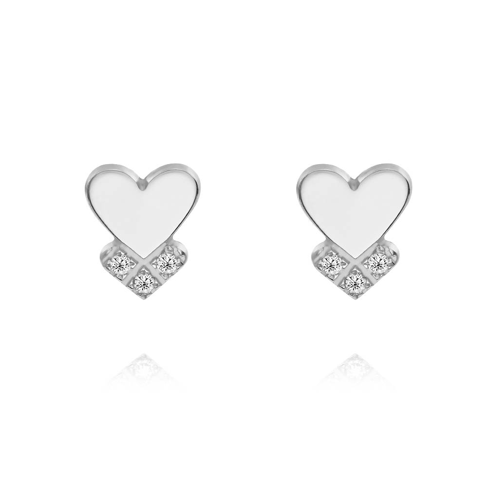 Pendientes de Corazón Dakota con Diamantes en Plata Esterlina-2 Pendientes de Corazón Dakota con Diamantes en Plata Esterlina-2 foto de producto