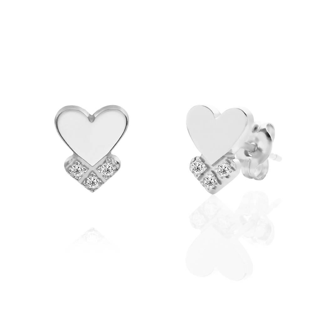 Pendientes de Corazón Dakota con Diamantes en Plata Esterlina-4 Pendientes de Corazón Dakota con Diamantes en Plata Esterlina-4 foto de producto