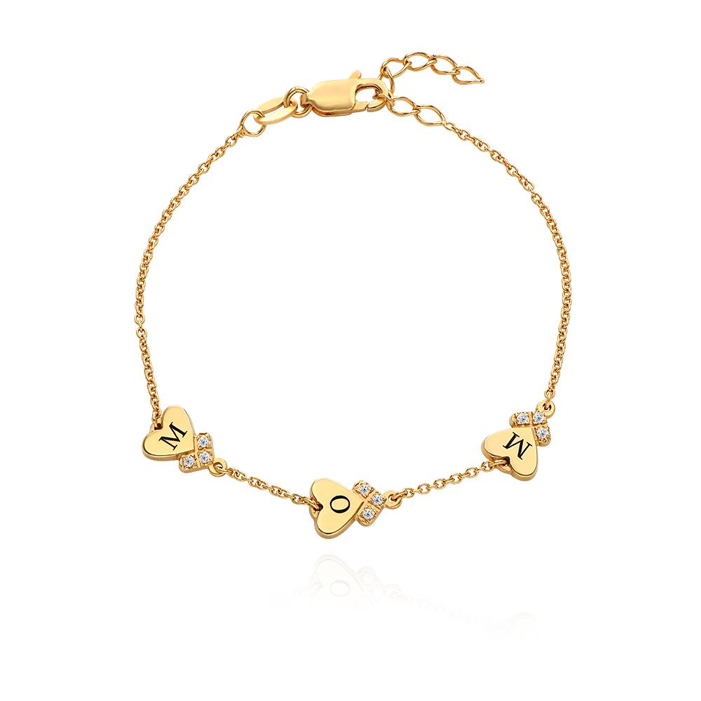 Pulsera Dakota con Inicial de Corazón y Diamantes en Chapa de Oro-5 foto de producto