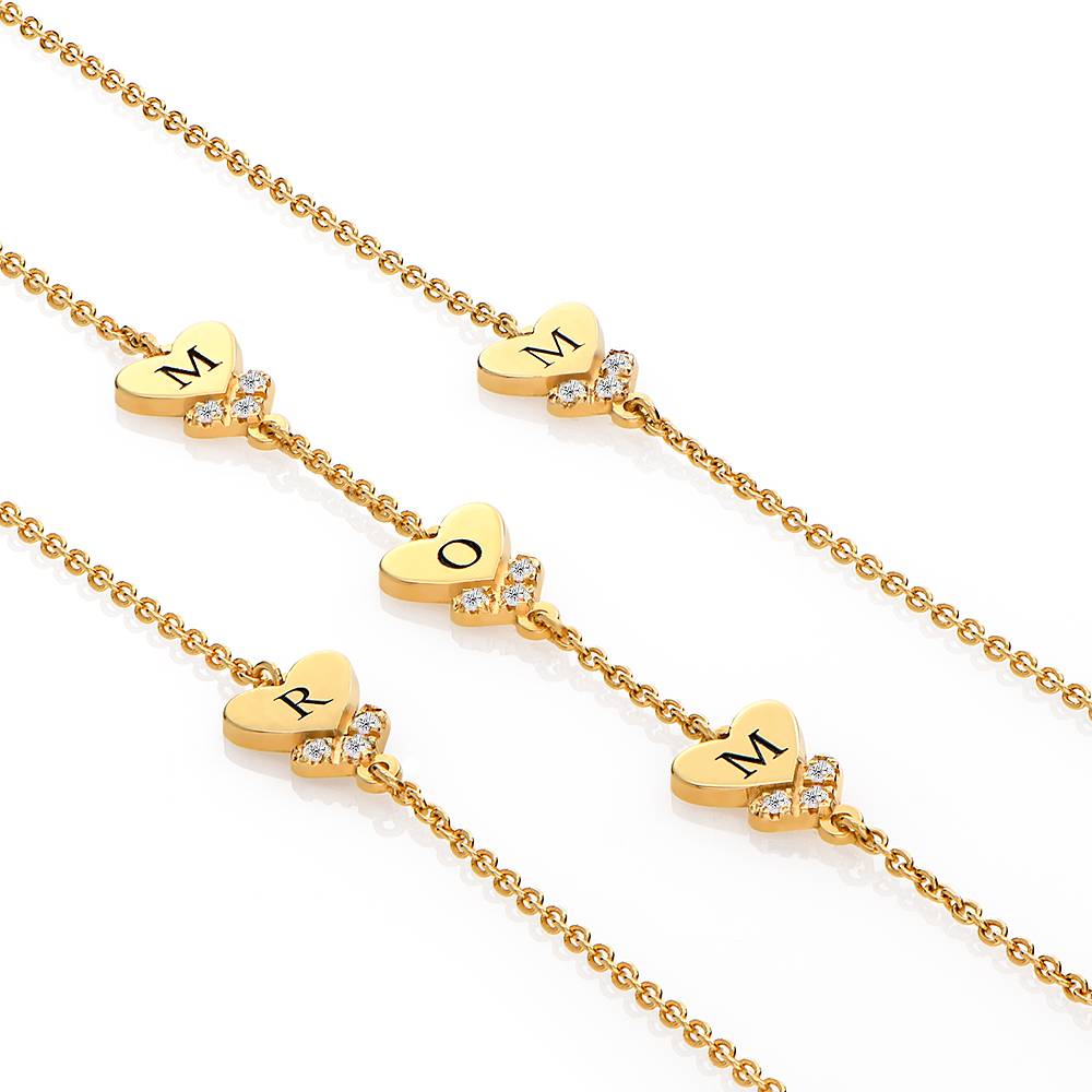 Pulsera Dakota con Inicial de Corazón y Diamantes en Vermeil de Oro-2 foto de producto