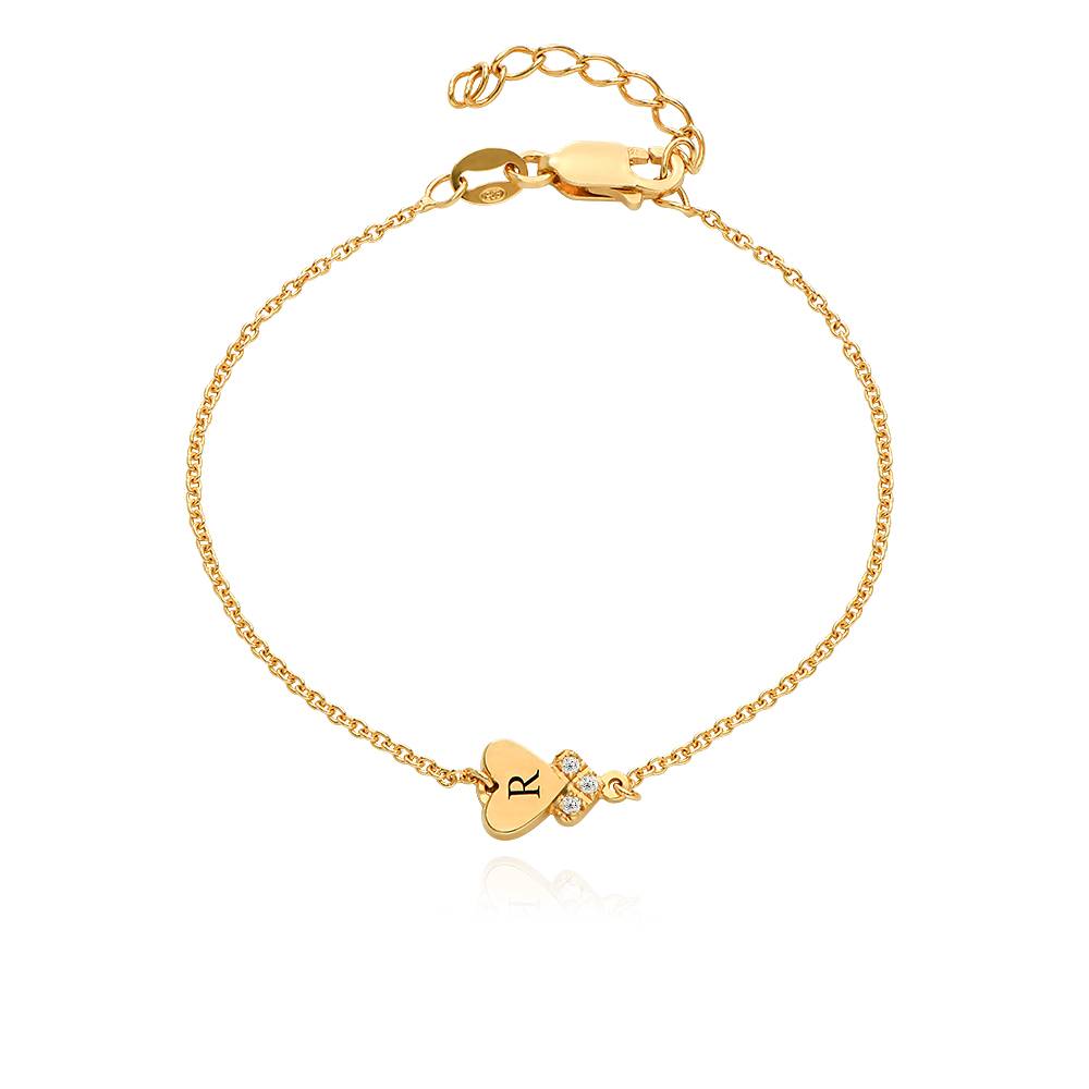 Pulsera Dakota con Inicial de Corazón y Diamantes en Vermeil de Oro-3 foto de producto