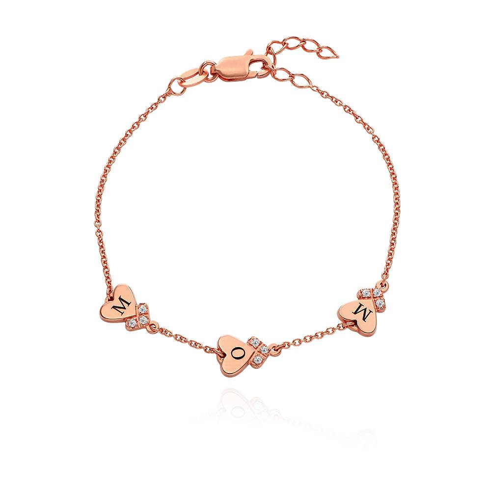 Pulsera Dakota con Inicial de Corazón y Diamantes en Chapa de Oro Rosa-4 foto de producto