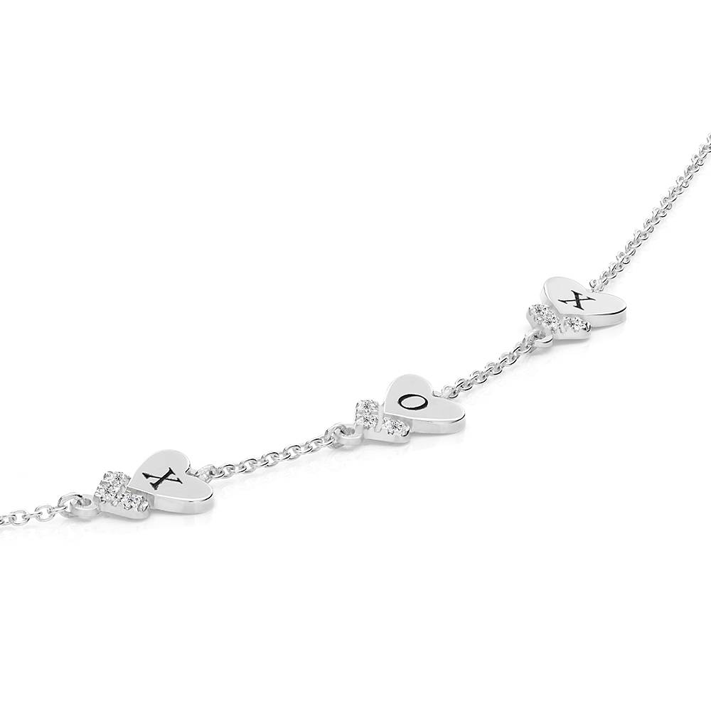 Pulsera Dakota con Inicial de Corazón y Diamantes en Plata-4 Pulsera Dakota con Inicial de Corazón y Diamantes en Plata-4 foto de producto