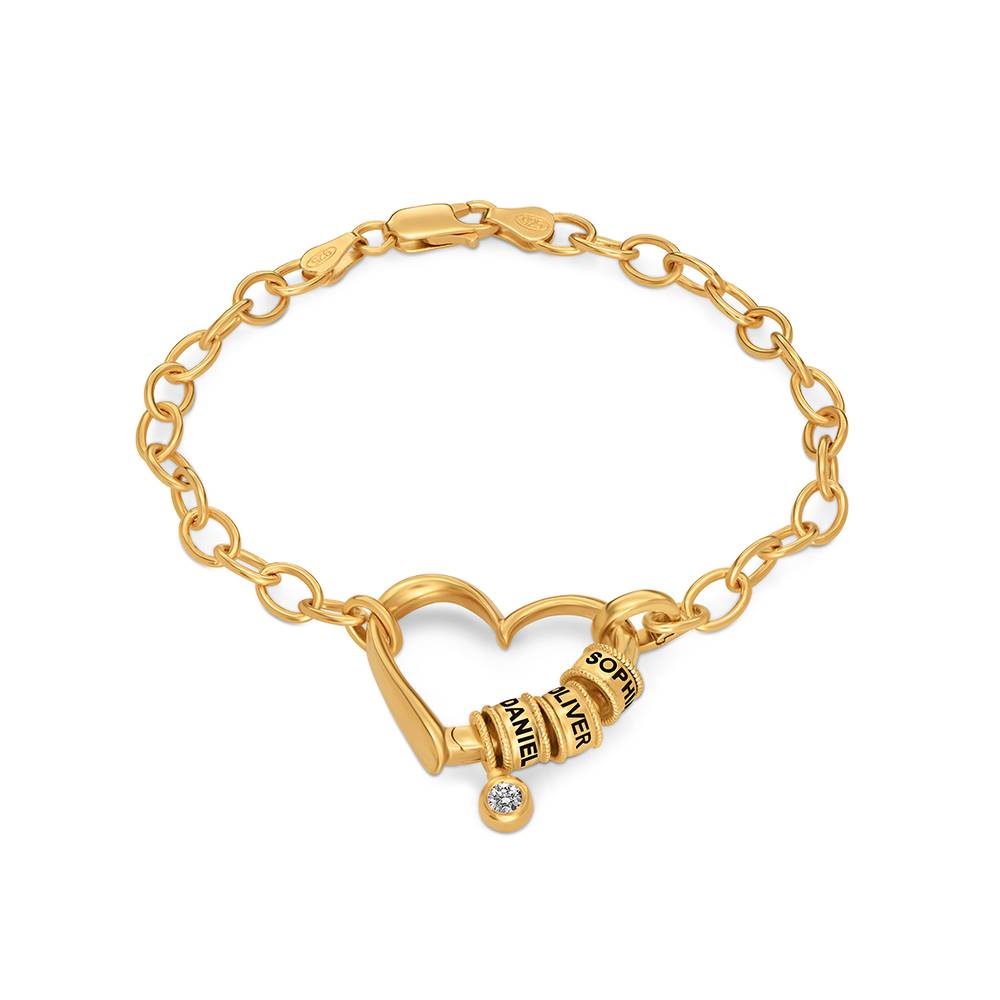 Pulsera Delina con Cuentas Grabadas y Diamante de 0,10 ct en Baño de Oro-1 foto de producto