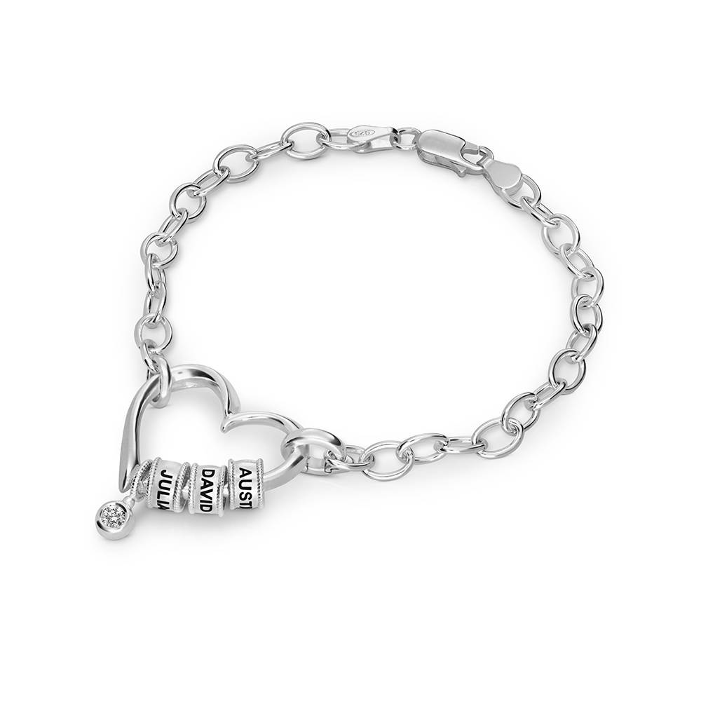 Pulsera Delina con Cuentas Grabadas y Diamante de 0,10 ct en Plata-1 foto de producto