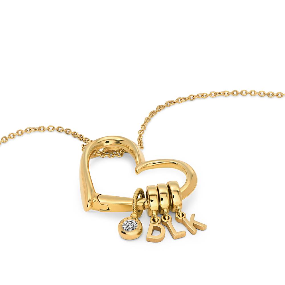 Collar Delina con Cuentas Grabadas y Diamante de 0.10 ct en Oro Sólido 10K-6 foto de producto
