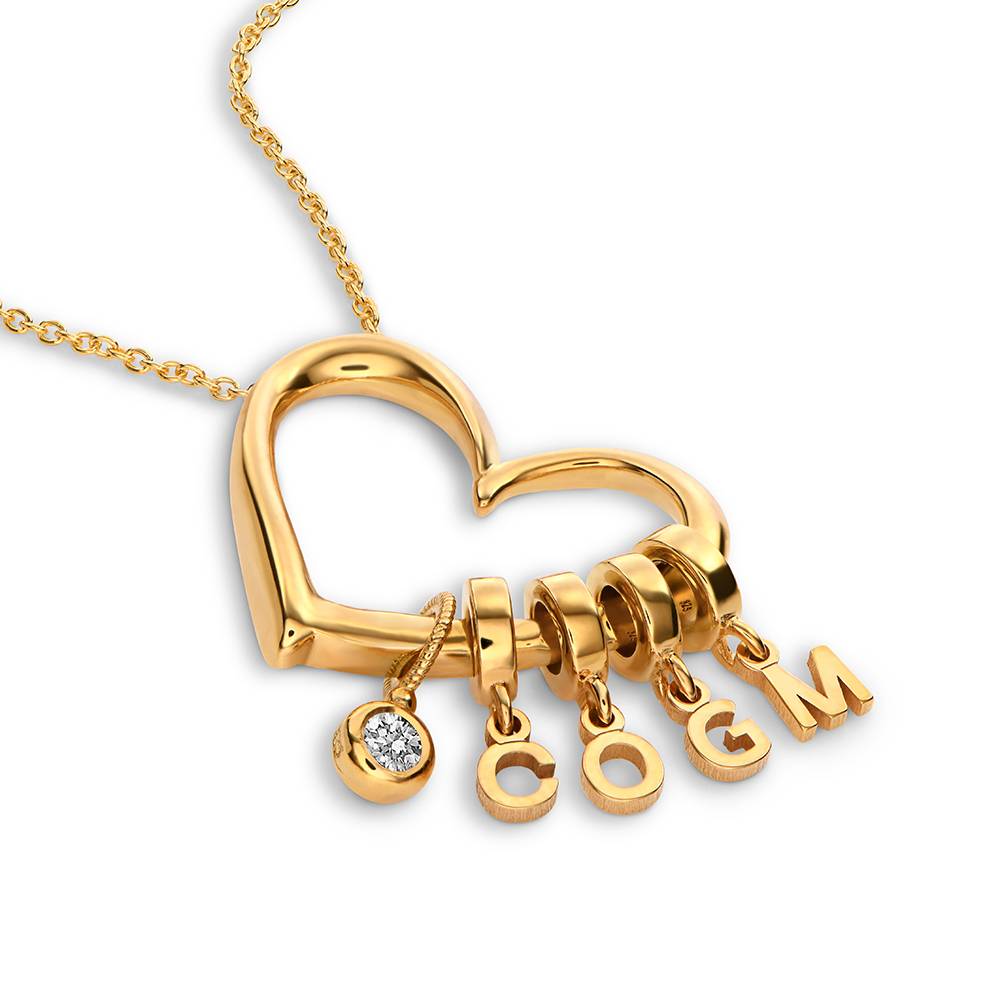 Collar Delina con Iniciales Colgantes y Diamante de 0.10 ct en Oro Vermeil de-6 foto de producto