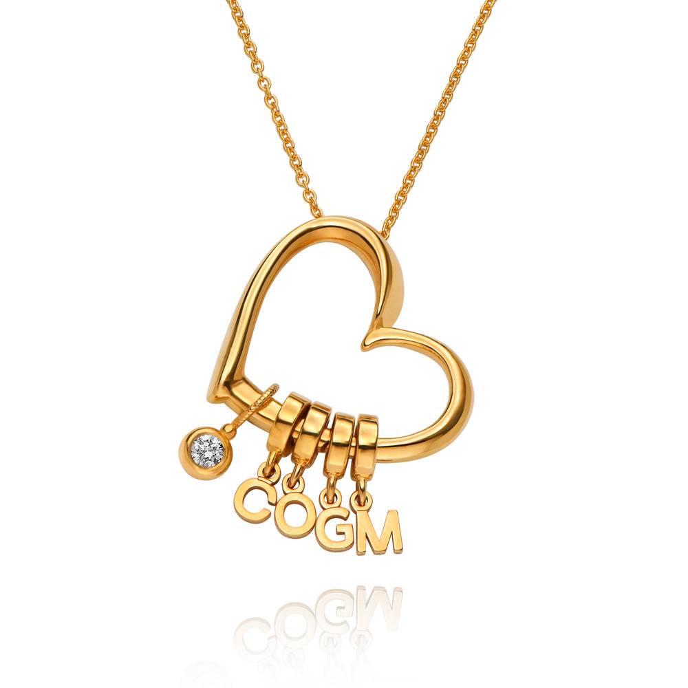 Collar Delina con Iniciales Colgantes y Diamante de 0.10 ct en Oro Vermeil de-3 foto de producto