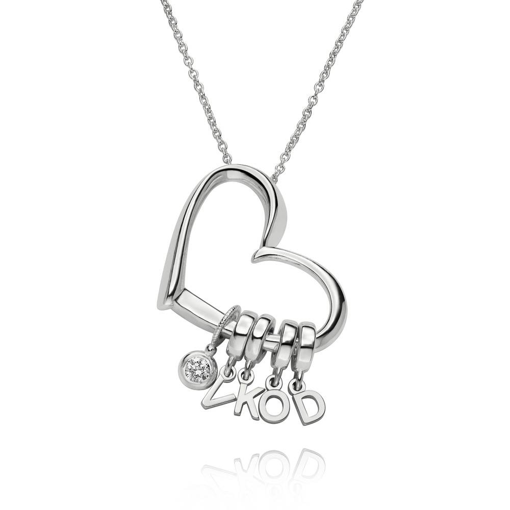 Collar Delina con Iniciales Colgantes y Diamante de 0.10 ct en Plata Esterlina-2 foto de producto