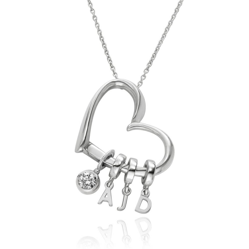 Collar Delina con Iniciales Colgantes y Diamante de 0.25 ct en Plata-2 foto de producto