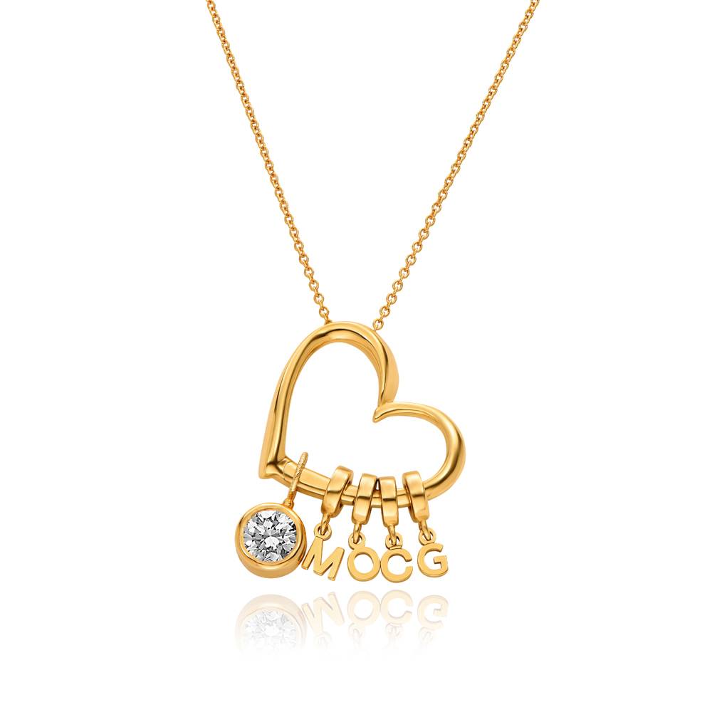 Collar Delina con Cuentas Grabadas y Diamante de 1 ct en Baño de Oro-1 foto de producto